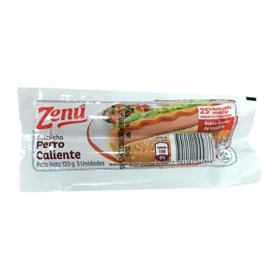 Salchicha  Perro Caliente Zenú 3 unidades 120g  