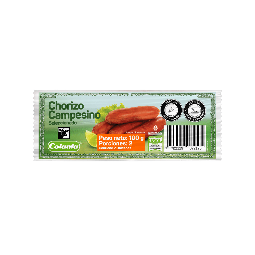Chorizo Campesino Colanta 100g 