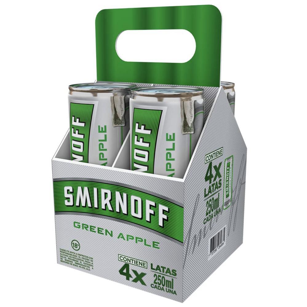 Four Pack Vodka Smirnoff ICE Green Apple Lata 250ml
