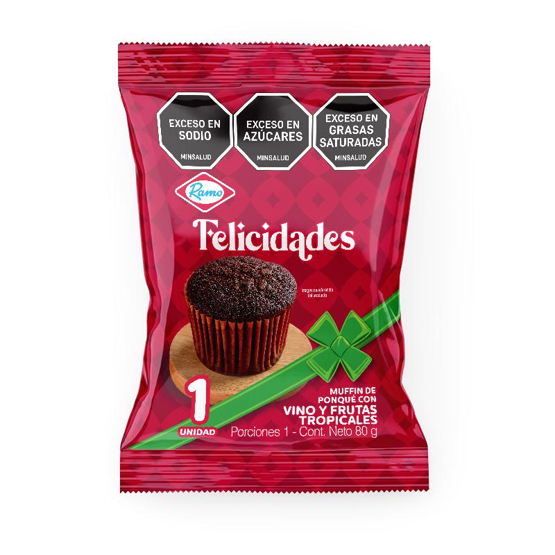 Ponque Felicidades Vino y Frutas Tropicales UNIDAD Ramo 80g