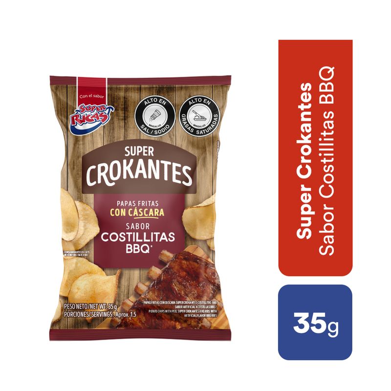 Papas Crokantes Costillas BBQ  Super Ricas 35g