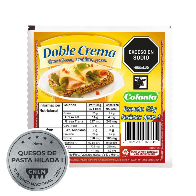 Queso Doble Crema Entero Colanta 125g