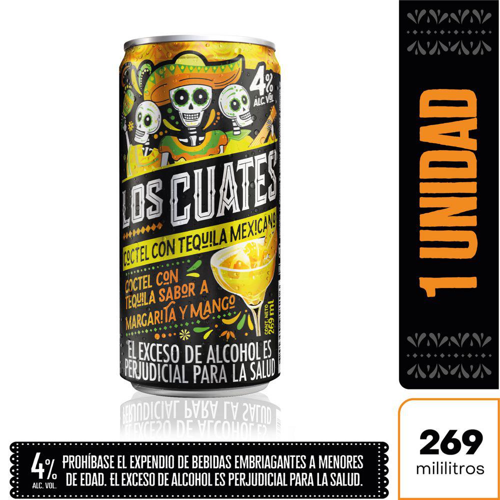 Los Cuates Coctel con Tequila Margarita y Mango  269ml