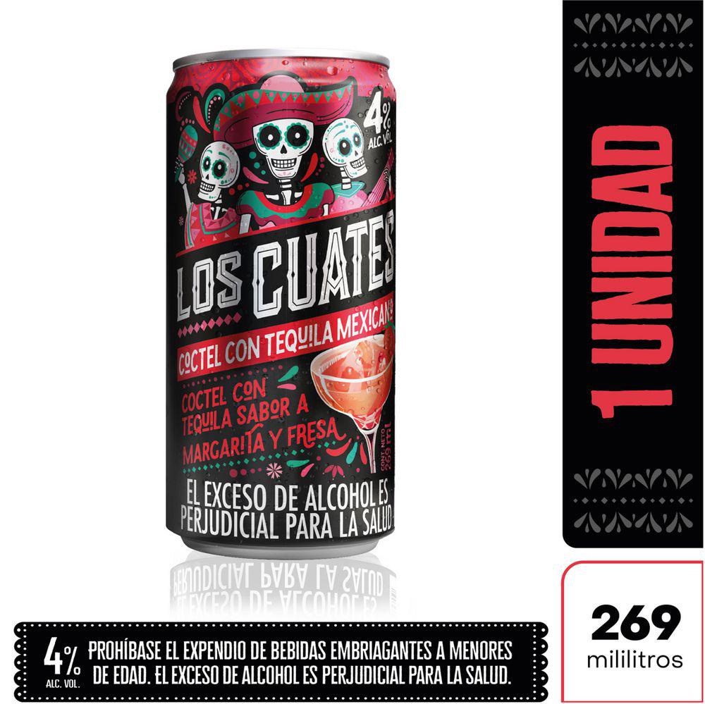 Los Cuates Coctel con Tequila Fresa 269ml